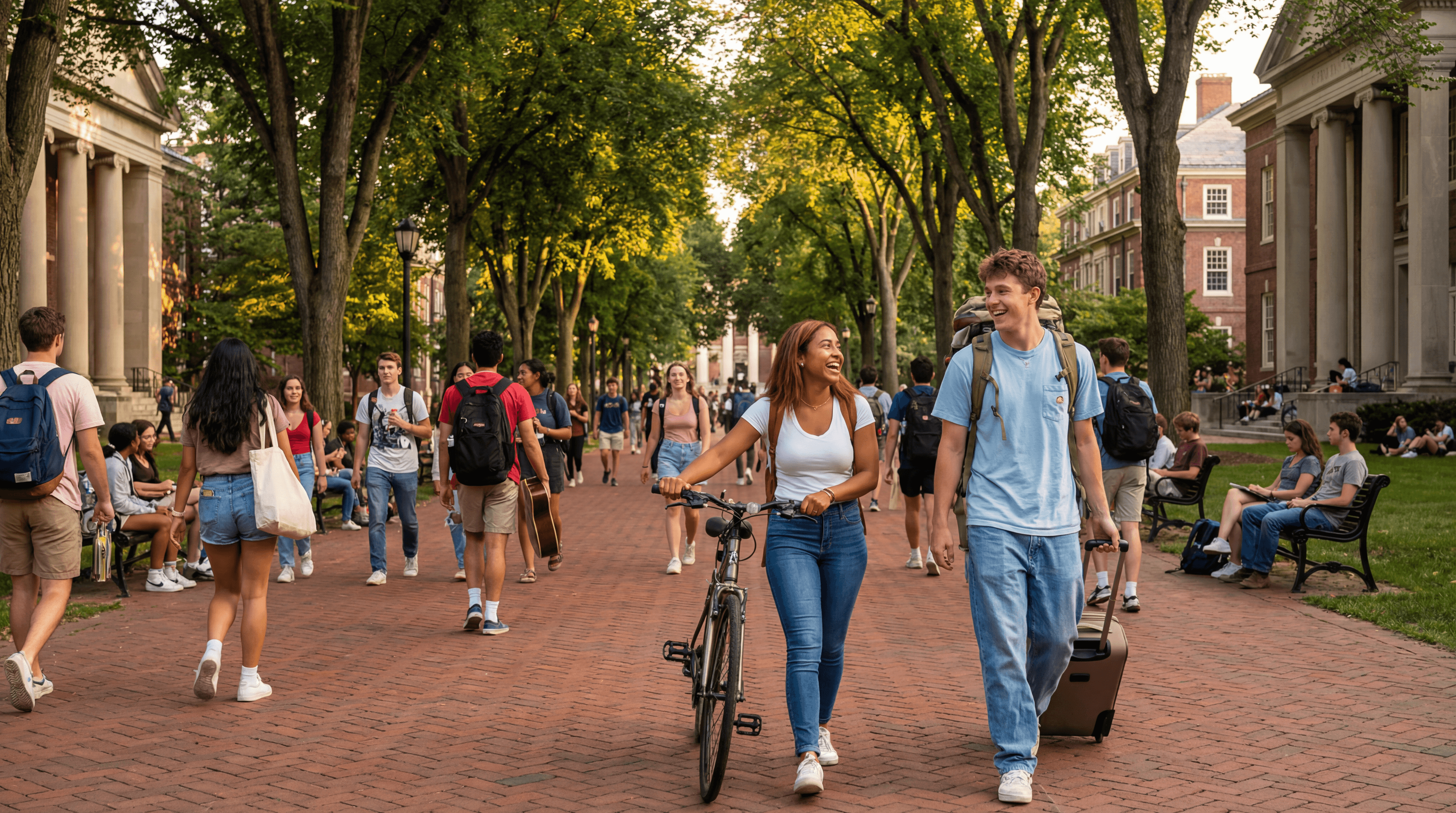 Students on Columbia University campus